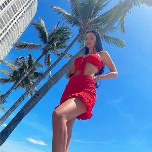 Stylish Red Two-Piece Set